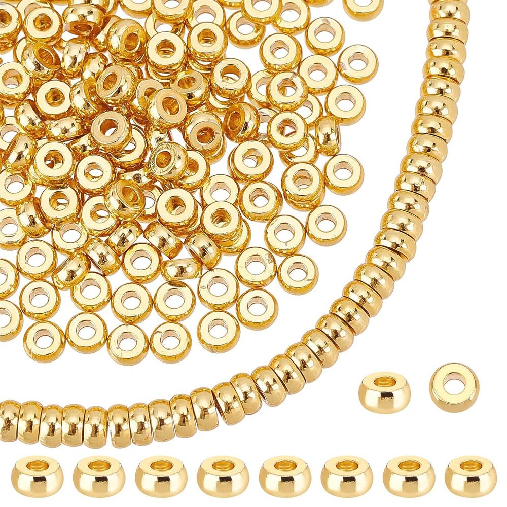 240pcs 18K Gold Disc Sapcer Beads, 4mm Flat Round Beads Heishi